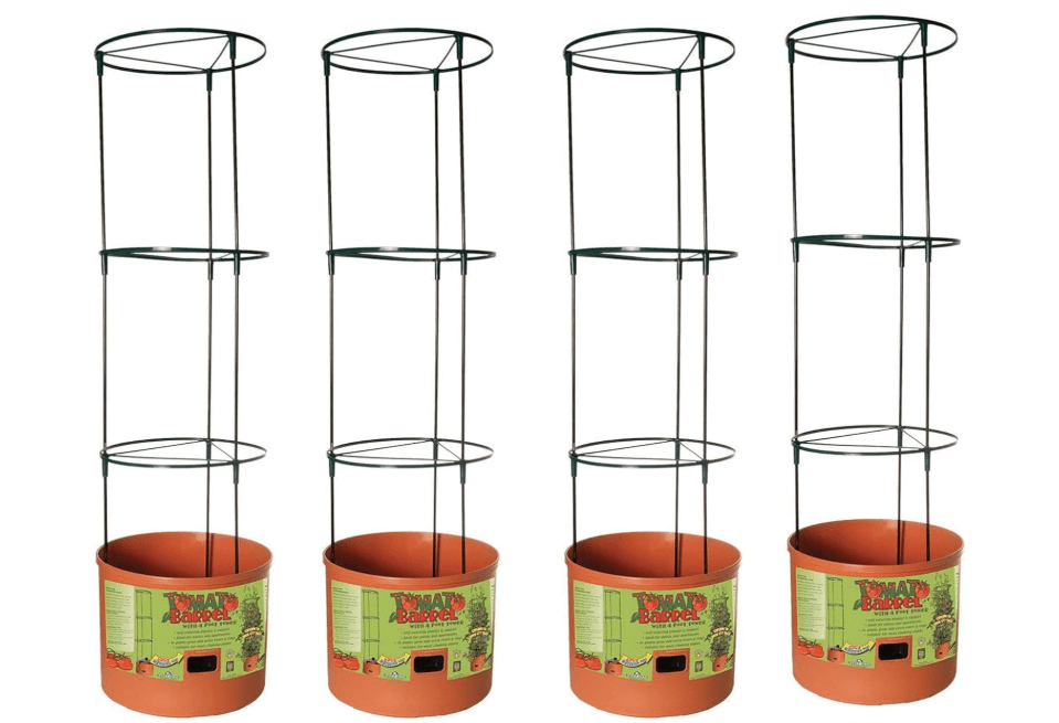 
Hydrofarm GCTB Tomato Barrel Pot Planting System with 4 Foot Trellis Tower for Indoor and Outdoor Gardens (4 Pack