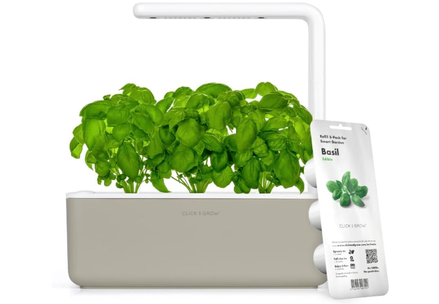  Click & Grow Smart Garden, 3 Pods Indoor Herb Growing System (3 Basil Pods Included)| Easier Than Hydroponics Growing System, Automatic Nutrients,