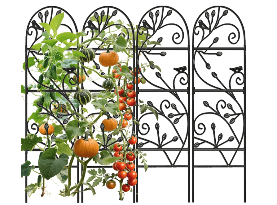  Amagabeli 4 Pack Garden Trellis for Climbing Plants Outdoor 46" x 15" Rose Wrought Iron Trellis for Vine Vegetable Flower Ivy Cucumber Decorative