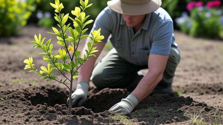 "Step-by-step planting of yellow-flowering tree in the garden". 
