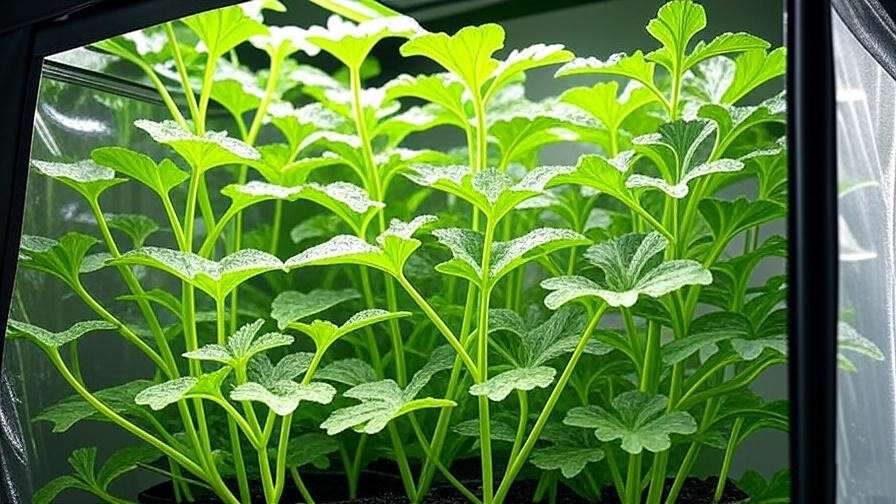  "Watermelon Burst plants thriving under LED lights in grow tent." 