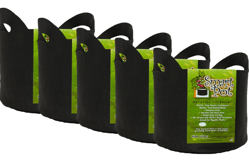
Smart Pot Soft Sided Fabric Garden Plant Container Aeration Planter Pots, 10 Gallon with Cut Handles, Black, 5 Pack