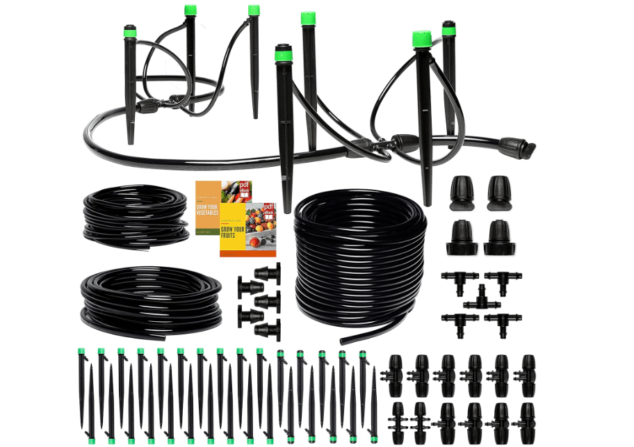 
CARPATHEN Drip Irrigation Kit - Adjustable Premium Garden Watering System + 100 ft 5/16 Drip Irrigation Tubing - Mainline - (.40 OD x .32 ID) PVC Water Line