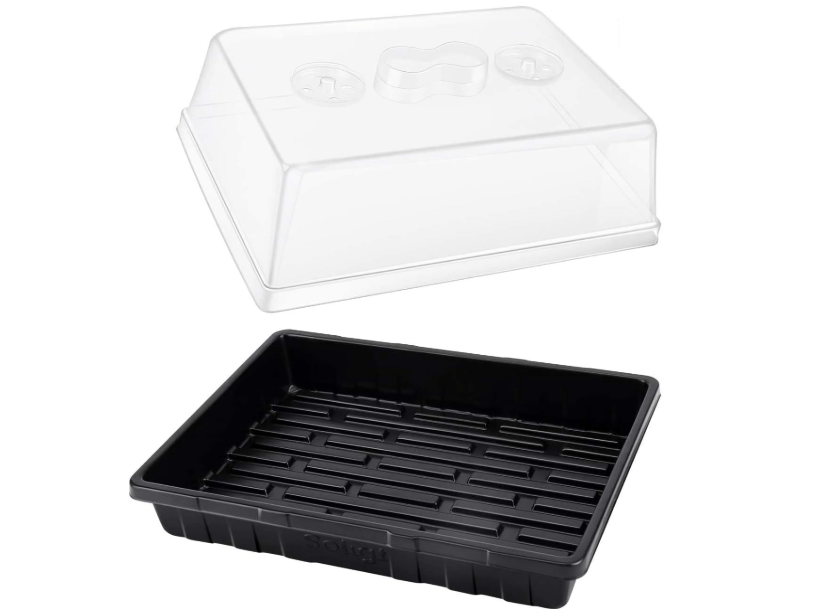
[Thick Plastic] 3-Set Strong Seed Starter Trays with 5" Humidity Domes for Seed Starting, Germination, Seedling Propagation & Plant Growing, Holds
