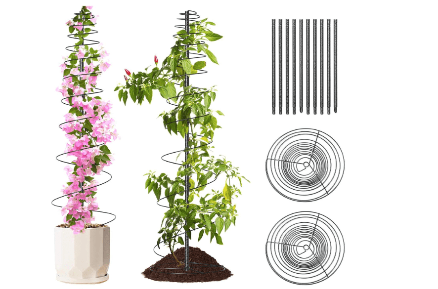  2 Pack Spiral Metal Garden Trellis for Climbing Plants Outdoor - 72" Large Heavy Duty Plant Support Tower with Center Pole, for Outdoor Garden, Raised