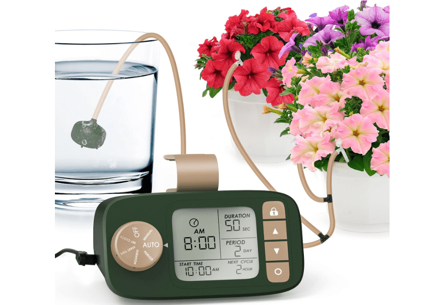 
PIOMATIC Automatic Drip Irrigation System for 15 Potted Plants, Indoor Self-Watering Device with AC Power Plug, Battery-Free Vacation Plant Care