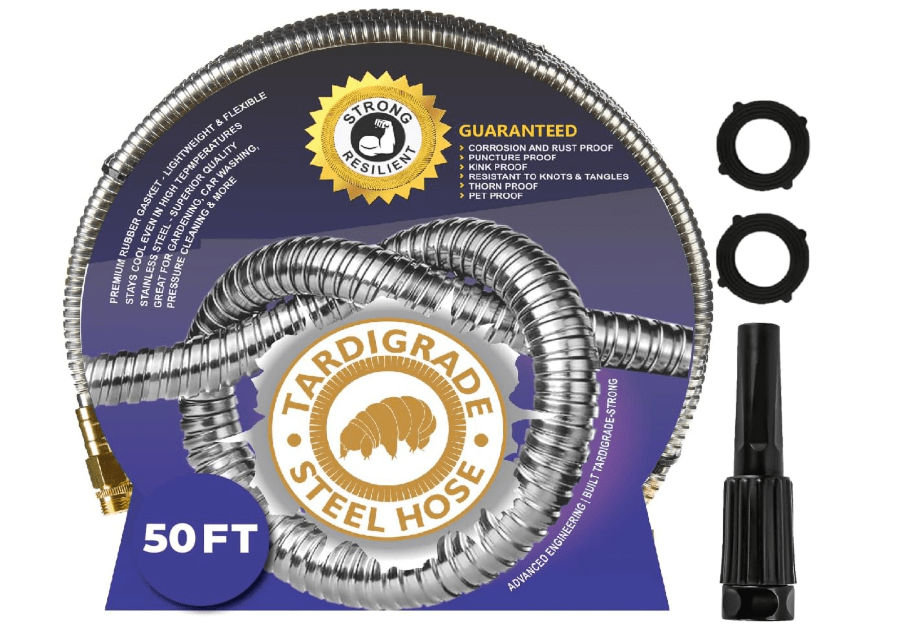  Tardigrade Metal Garden Hose 50 FT, Heavy Duty 304 Stainless Steel Water Hoses, Unmatched Durability, Flexible, No Kink & Tangle, Lightweight