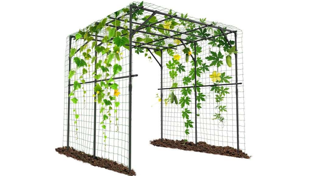  UrGROWA 79'' L x 79'' W x 79'' H Large Tall Grape Vine Support Arch Arbor Trellis Plastic-Coated Metal Garden Arch Trellis