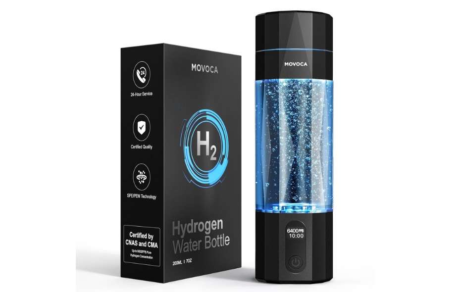 
MOVOCA Upgrade Hydrogen Water Bottle, Up to 6400PPB Hydrogen Water Generator -SPE PEM Tech, 7 OZ Food-Grade PC Hydro Water Machine, Health Care Gifts