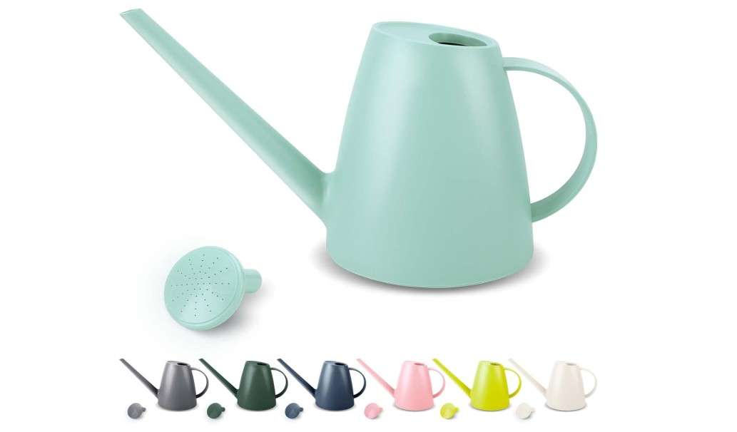  Qilebi Long Spout Small Watering Can for Indoor & Outdoor Plants, House Plant, Garden Flower, 1. 8L 1/2 Gallon (Green)