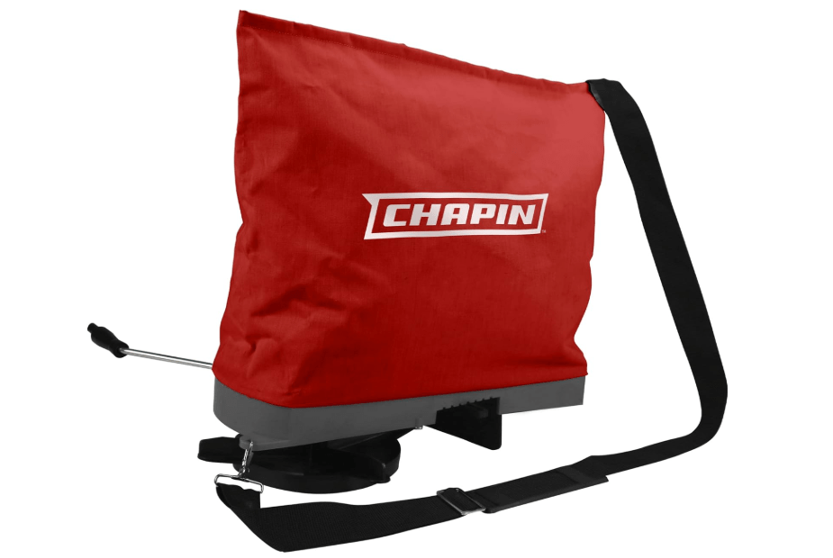 
Chapin 84700A 25-Pound Professional Handheld Bag Seed spreader with Waterproof Bag, Enclosed Gears, Rear Baffle, Adjustable Shoulder Strap and Multiple