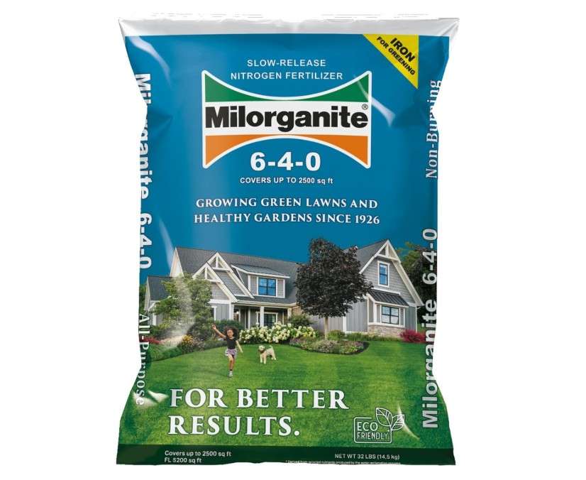  Milorganite All-Purpose Eco-Friendly Slow-Release Nitrogen 6-4-0 Fertilizer, 32 Pound Bag - for Lawns, Flowers, and Gardens
