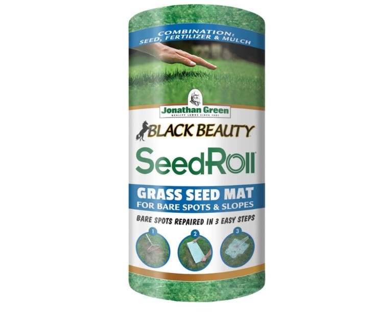  Jonathan Green (10410) Black Beauty SeedRoll Grass Seed Mat - Cool Season Lawn Seed, Fertilizer, & Mulch (50 Sq. Ft.)
