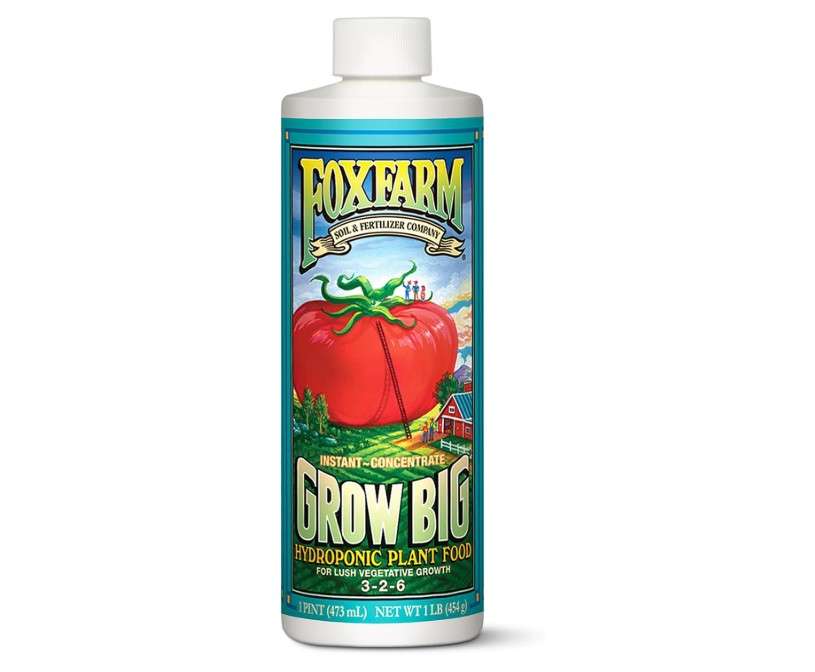  FoxFarm Grow Big Hydro Organic Liquid Fertilizer, 1 Pint - 3-2-6 Plant Food with Micro Nutrients for Hydroponic Systems - Enhances Vegetative Growth