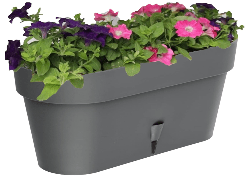  DECOPOTS - Self Watering Window Box Planter - Indoor/Outdoor - Windows/Oblong Shape Plastic Planter with Bottom Watering and Water Level Indicator (15.