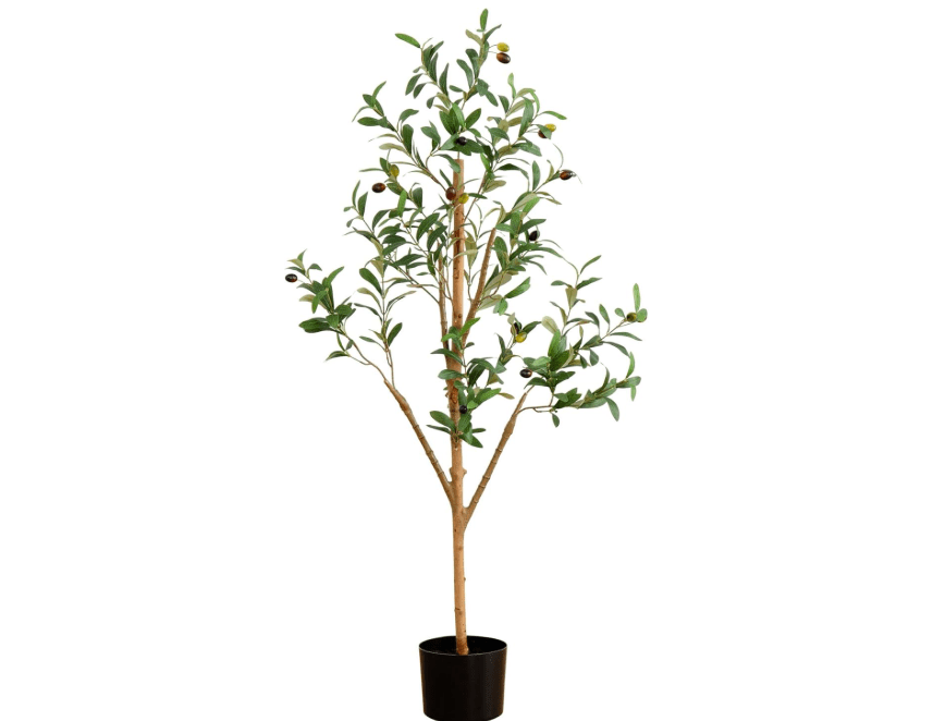 
Nearly Natural Olive Tree Artificial Indoor 4FT Tall Silk Faux Olive Tree for Home and Office Decor, Fake Potted Olive Tree with Natural Wood Trunk