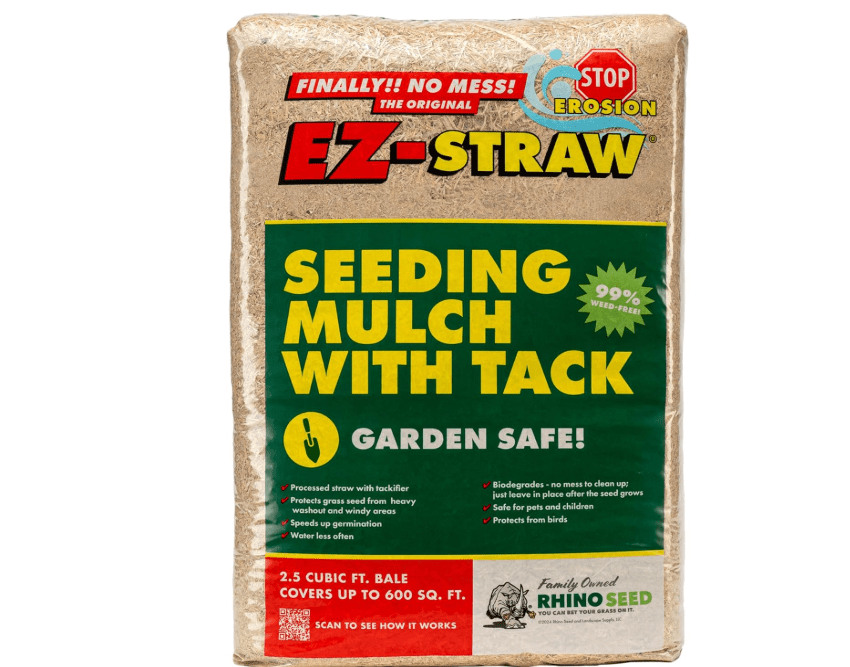 
EZ-Straw Seeding Mulch with Tackifier - Biodegradable Organic Processed Straw a 2.5 CU FT Bale (Covers up to 500 sq. ft.
