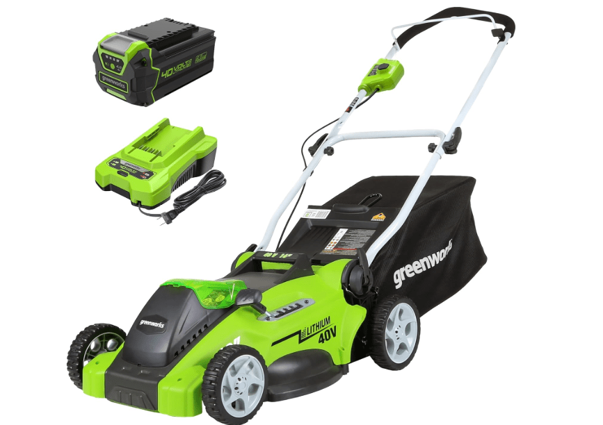  Greenworks 40V 16" Cordless Lawn Mower, Ultra-Light Push Mower with 4.0Ah Battery & Charger(75+ Tool Compatibility