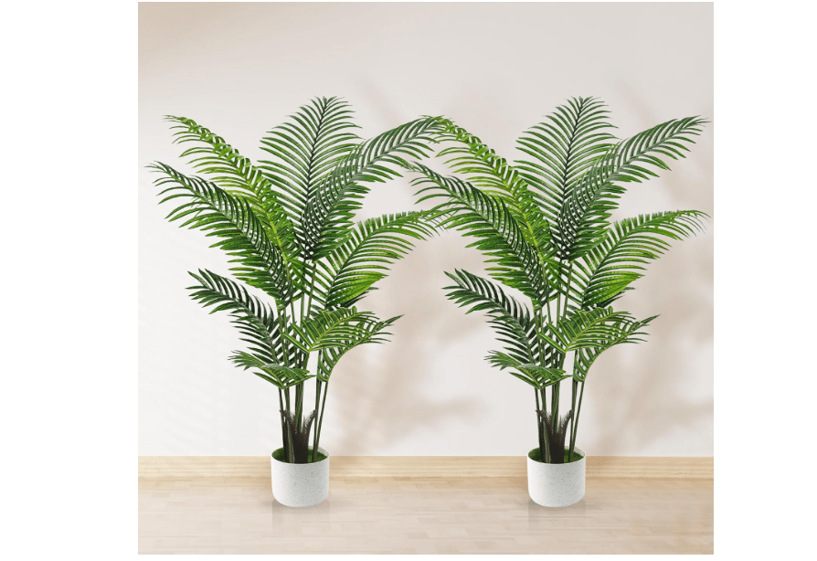 
Artificial Palm Tree 4FT, Suntee Fake Tree with White Tall Planter 2 Pack, Faux Tropical Areca Floor Plant in Pot, Artificial Silk Plant for Home Office