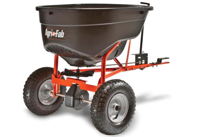 
Agri-Fab 45-0463 130 lb. Tow-Behind Lawn & Garden Broadcast Spreader for Seed,Fertilizer,Salt,Ice Melt; Easy to use Flow Control from Seat of Riding