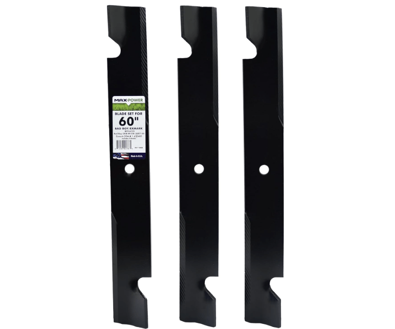 
Maxpower 561136B 3-High Lift Blade Set for Many 60 in. Cut Exmark Mowers Replaces OEM #'s Bad Boy 038-2007-00, 038-6050-00, Exmark 633483, Toro 105771803
