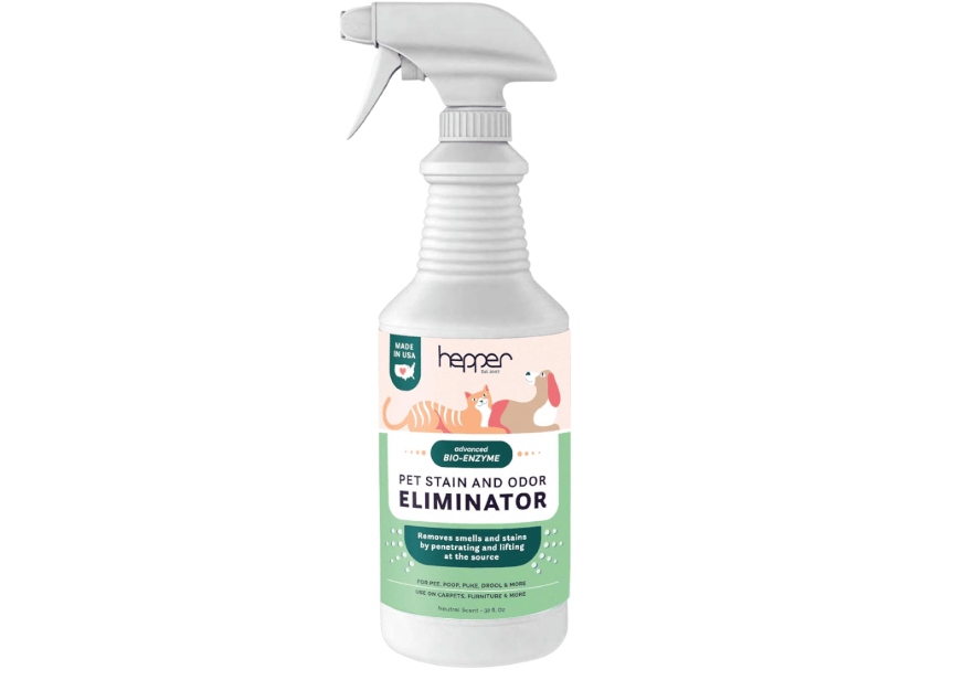  Hepper Advanced Bio-Enzyme Pet Stain & Odor Eliminator Spray - Smell, Stain & Urine Remover for Cats, Dogs & Other Animals - 32oz Spray Safe f