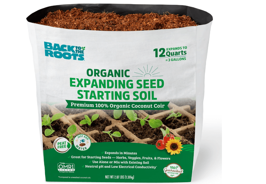 
Back to the Roots Organic Seed Starting, Compressed Block expands to 12 Quarts, Made for Herbs, Veggies, Flowers