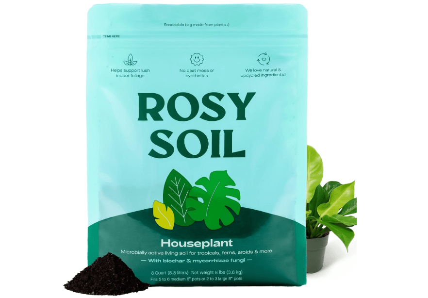  Rosy Soil Indoor Potting Soil for House Plants - Organic Potting Soil Mix for Indoor Plants - Enriched w/Root-Boosting Biochar for Foliage Plants