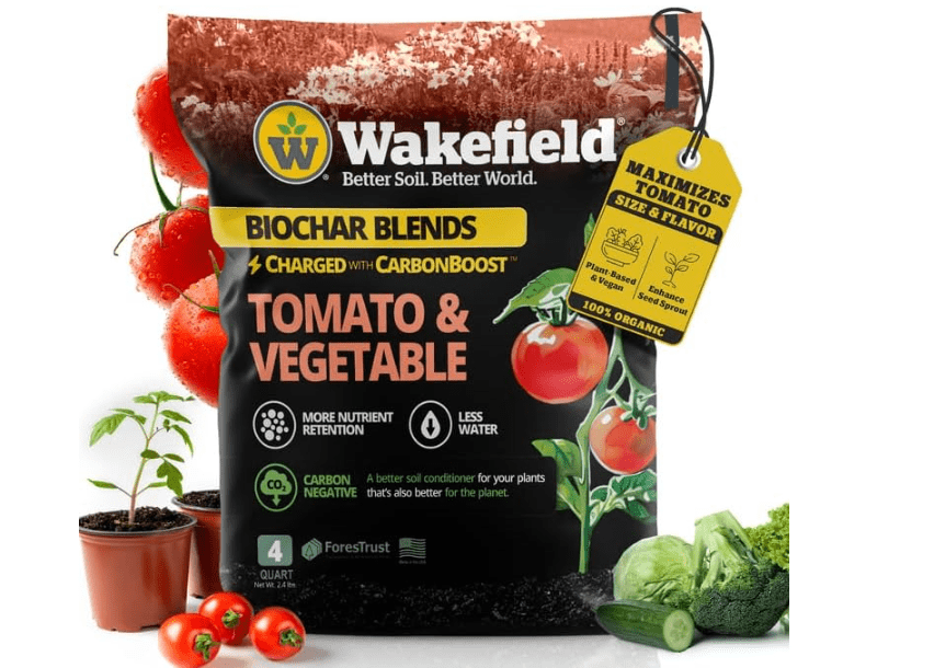 
Wakefield Premium Biochar Blend – Organic Potting Soil for Vegetables, Tomatoes & Gardens – Potting Mix Enriched with Humic Acid & CarbonBoost