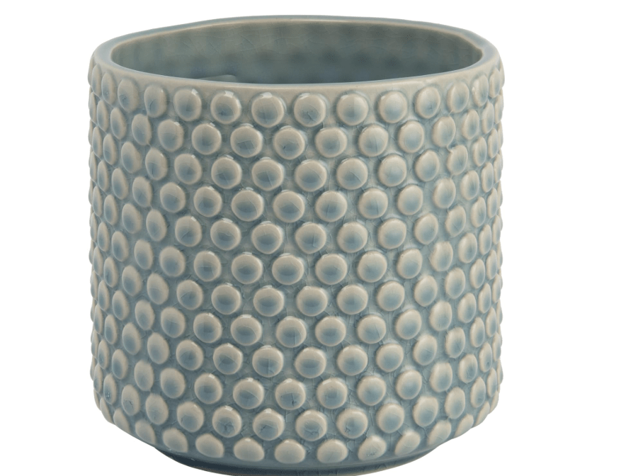 Bloomingville Coastal Stoneware Pot with Raised Dots and Crackle Glaze, Sky Blue, 