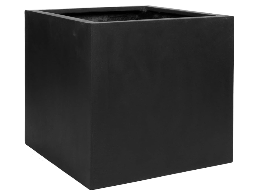 
Pottery Pots Block L Fiberstone Indoor Outdoor Modern Black Square Planter, Large, 20 Inch Tall