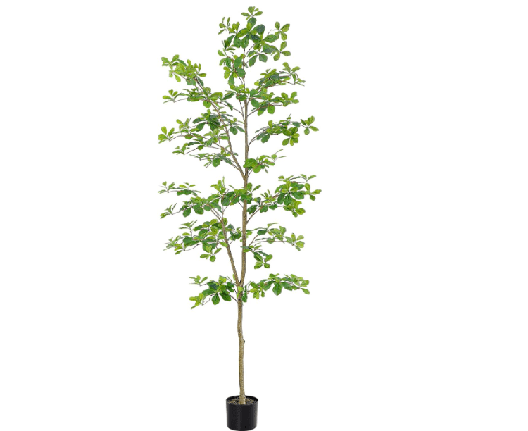 
Bellacat Faux Black Olive Tree 7ft, Tall Faux Trees Indoor with Natural Trunk and Realistic Leaves. 7 Feet(84in) Artificial Tree for Home Office Décor.