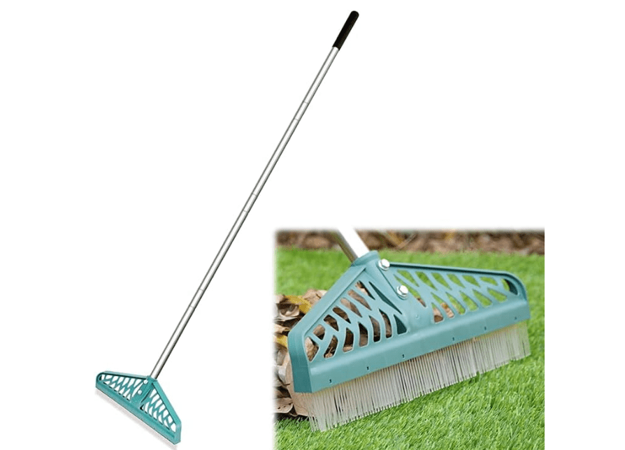 
YEELOR Artificial Turf Rake with Adjustable Steel Handle from 32 to 61 Inch,Durable Artificial Grass Rake, Turf Brush for Cleaning pet Hair, Large Falle