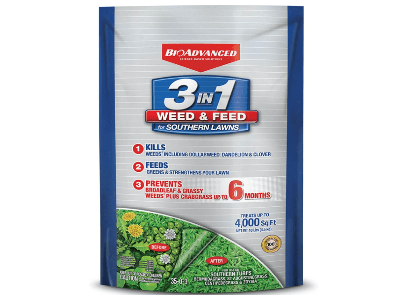 
BioAdvanced 3-in-1 Weed and Feed for Southern Lawns, Granules, 10 lb, Outdoor Weed Killer, Lawn Fertilizer