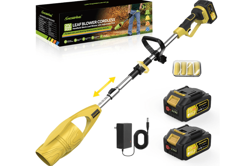 
Cordless Leaf Blower,400000RPM Handheld Air Duster with Adjustable Pole,21V Max 4.0Ah*2 Batteries and Charger,Lightweight Air Broom for Easy Debris Remova