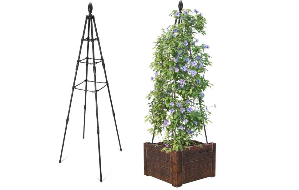 APSOONSELL Garden Obelisk Trellis for Potted Plants 4ft, Plant Support Trellis for Climbing Plants, Metal Trellis for Climbing Plants Outdoor and Indoor