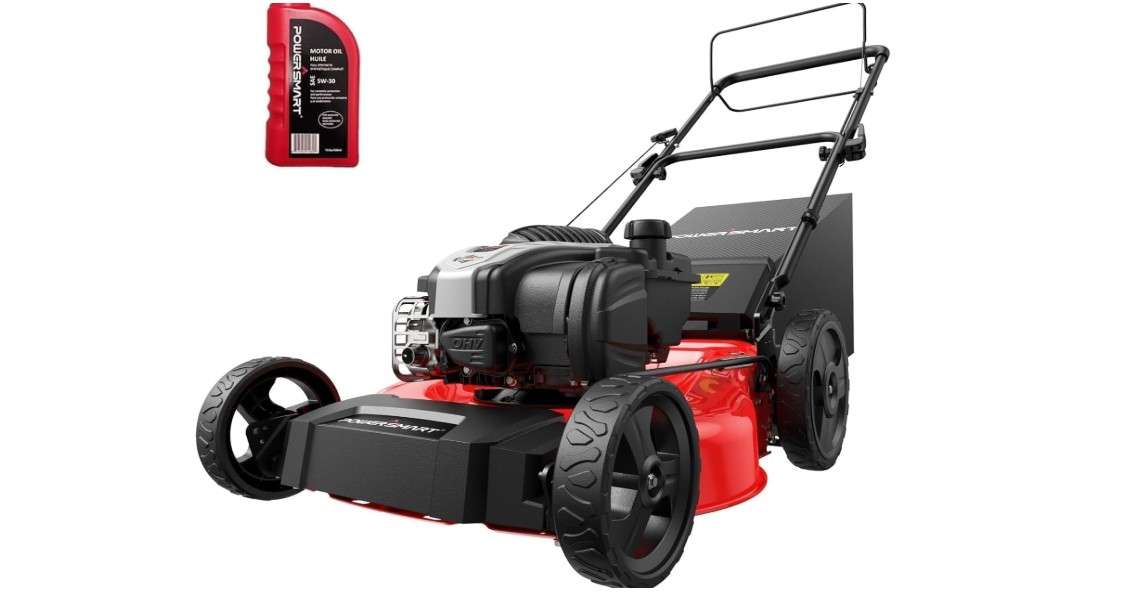  PowerSmart 21-Inch Gas Lawn Mower with B&S Engine, 3-in-1 (Bag/Mulch/Rear Discharge), Self-Propelled, 6 Cutting Heights, Durable Steel Deck, Rear-Wheel