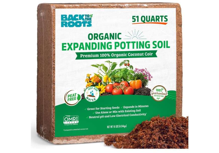 Back to the Roots Organic Coir, 51 Quart Expanding Soil, Great for Seeds and Potting