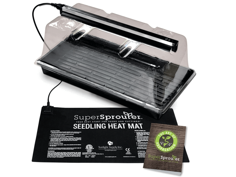 Super Sprouter Premium Heated Propagation Kit for Starting Seeds or Cuttings, Includes Heat Mat, Tray, Grow Light, and More