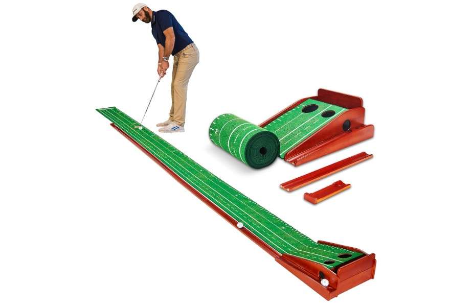 Perfect Practice Golf Putting Mat - Portable Putting Green, Indoor & Outdoor Practice, with Ball Return - Golf Training Aid for Home, Office, Backyard - Golfing Gifts for Men