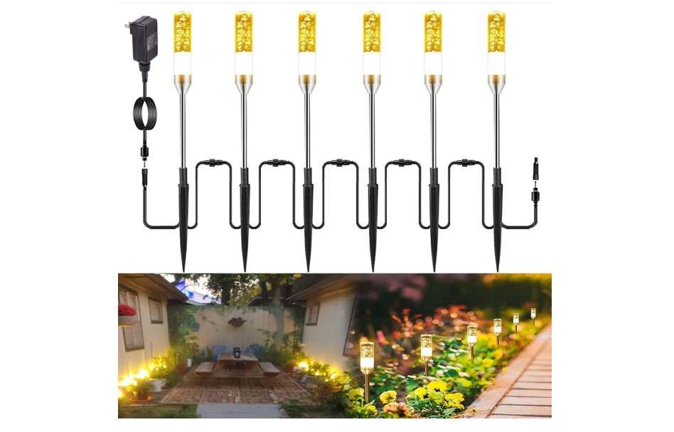  GreenClick Pathway Lights Outdoor,12V Low Voltage Landscape Lighting, 6 Pack 570 Lumen Bright LED Path Lights, IP65 Waterproof Extendable Garden Lights
