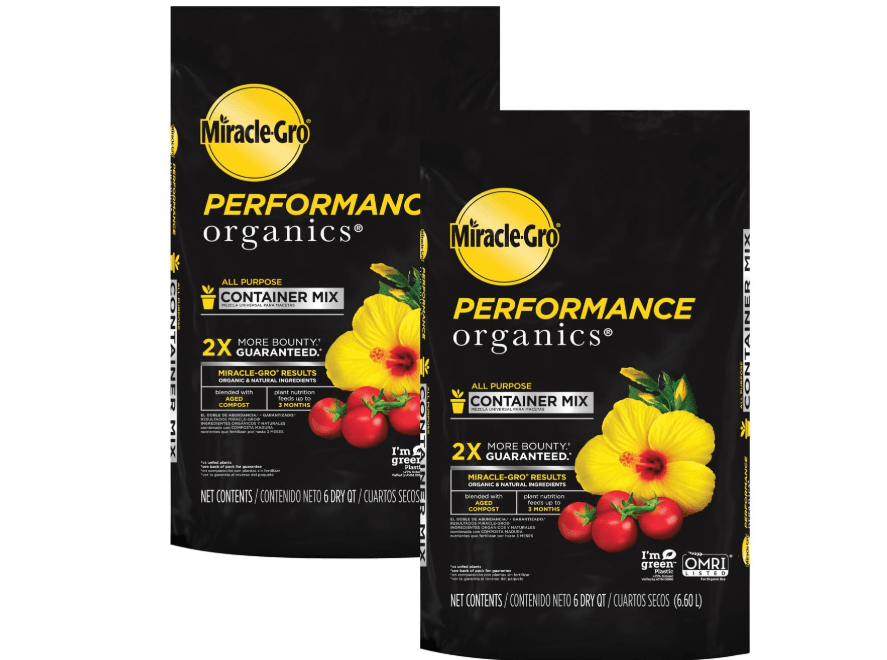  Miracle-Gro Performance Organics All Purpose Container Mix, 6 qt. - Organic, All Natural Plant Soil - Feed for up to 3 Months - All-Purpose Formula