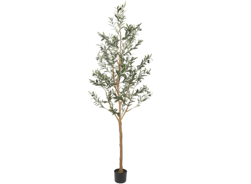 
Realead 7ft Olive Trees Artificial Indoor, Tall Faux Olive Tree Plant for Modern Home Office Decor, Fake Potted Olive Silk Tree with Branches and Fruits