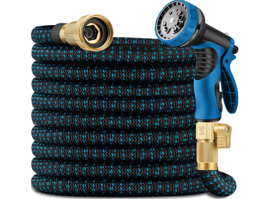 
100 ft Expandable Garden Hose - 2025 New Kink Free Flexible Water Hose 100ft with 10 Pattern Spray Nozzle, 3/4 Solid Brass Connectors, Retractable
