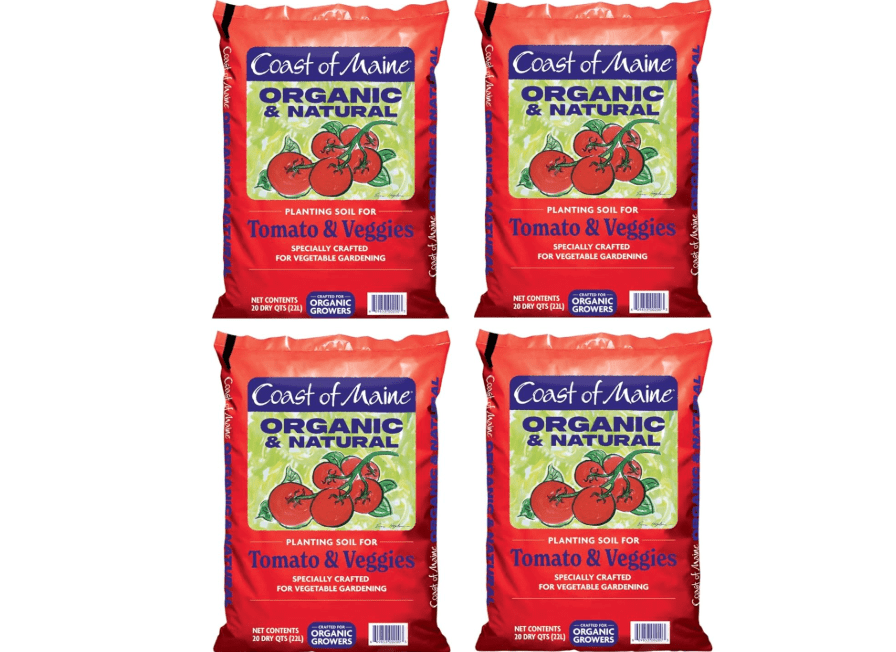  Coast of Maine Tomatoes and Veggies, 20qt (Pack of 4) Organic and Natural Planting Soil, Crafted for Vegetable Gardens and Organic