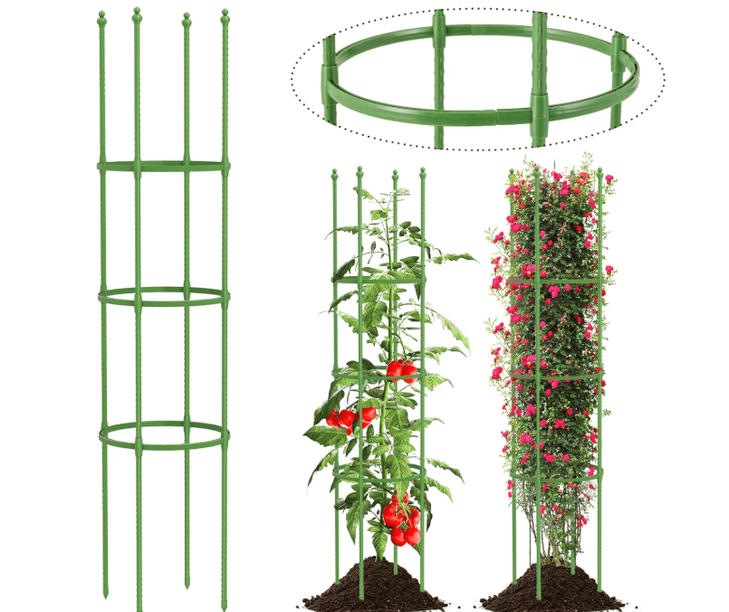 
Happygrill 2-Pack Garden Tomato Trellis, 57” Plant Support & Tomato Cages w/Adjustable Height for Climbing Vines, Potted Plants, Vegetables