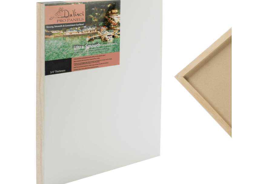  Da Vinci Pro Ultra Smooth Wood Canvas Gesso Board - 3/4" Deep, 12x12 Single White Acrylic Polymer Gesso Panels for Painting Fine Portraits and Ultra.