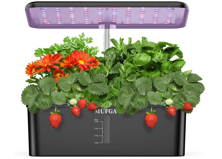 
MUFGA 12 Pods Hydroponics Growing System, Indoor Garden with LED Grow Light, Plants Germination Kit, Mini Herb Garden with Pump System