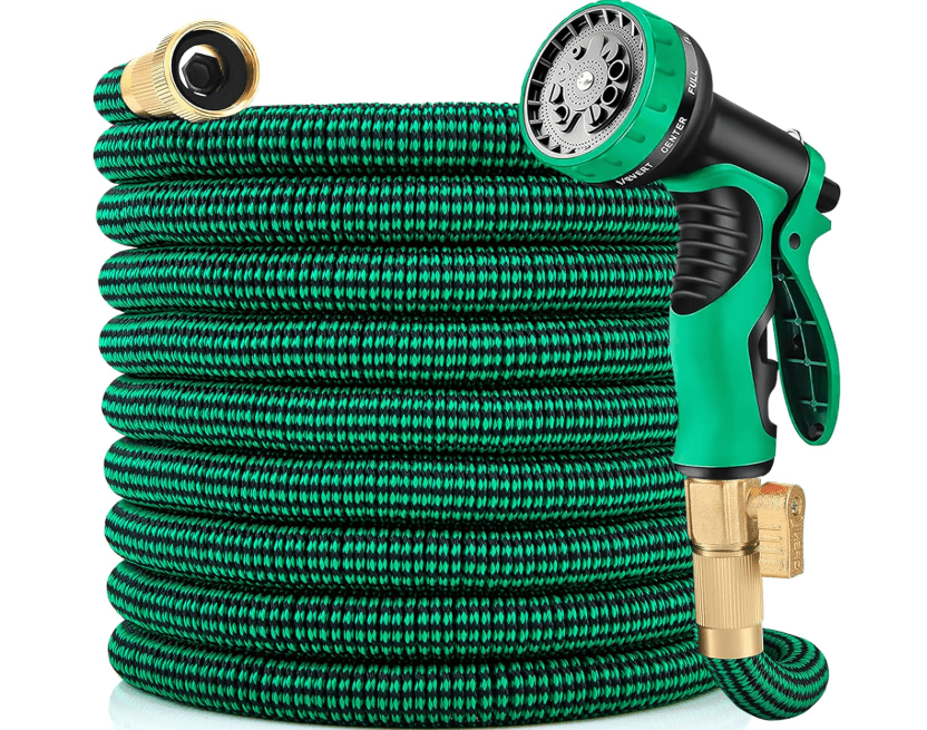 
Expandable Garden Hose 50 ft Water Hose with 10 Function Spray Nozzle, Lightweight Flexible Hose with 3/4 Inch Solid Fittings and 4-Layer Latex