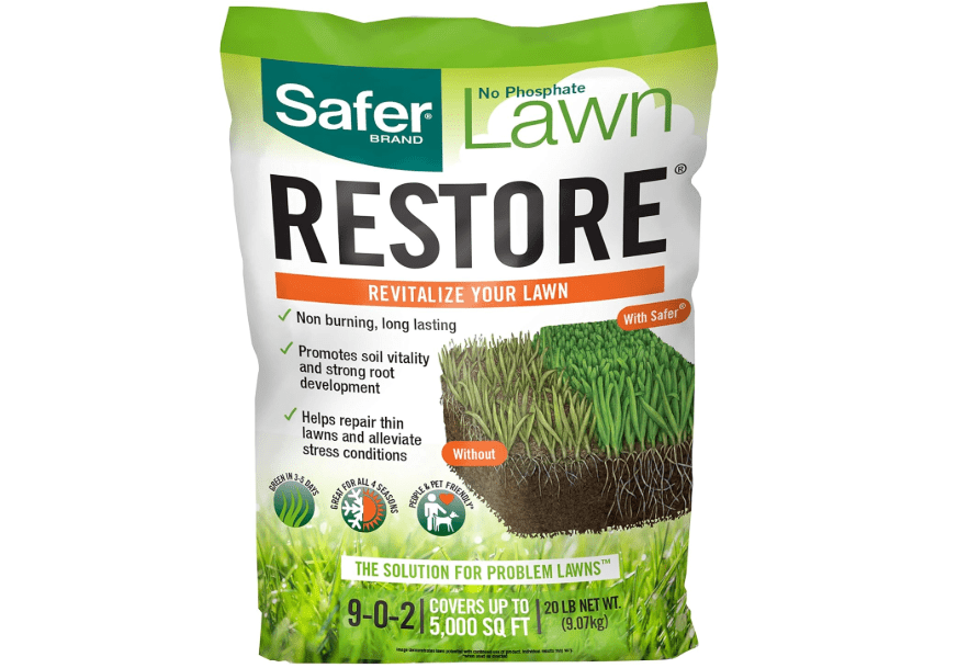 
Safer Brand 9335SR Lawn Restore Natural Lawn Fertilizer - Non-Burning Fertilizer - 9-0-2 NPK - Covers up to 5,000 Sq F